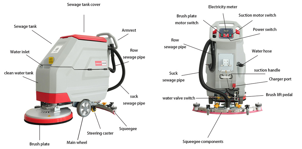 industrial walk behind floor scrubber