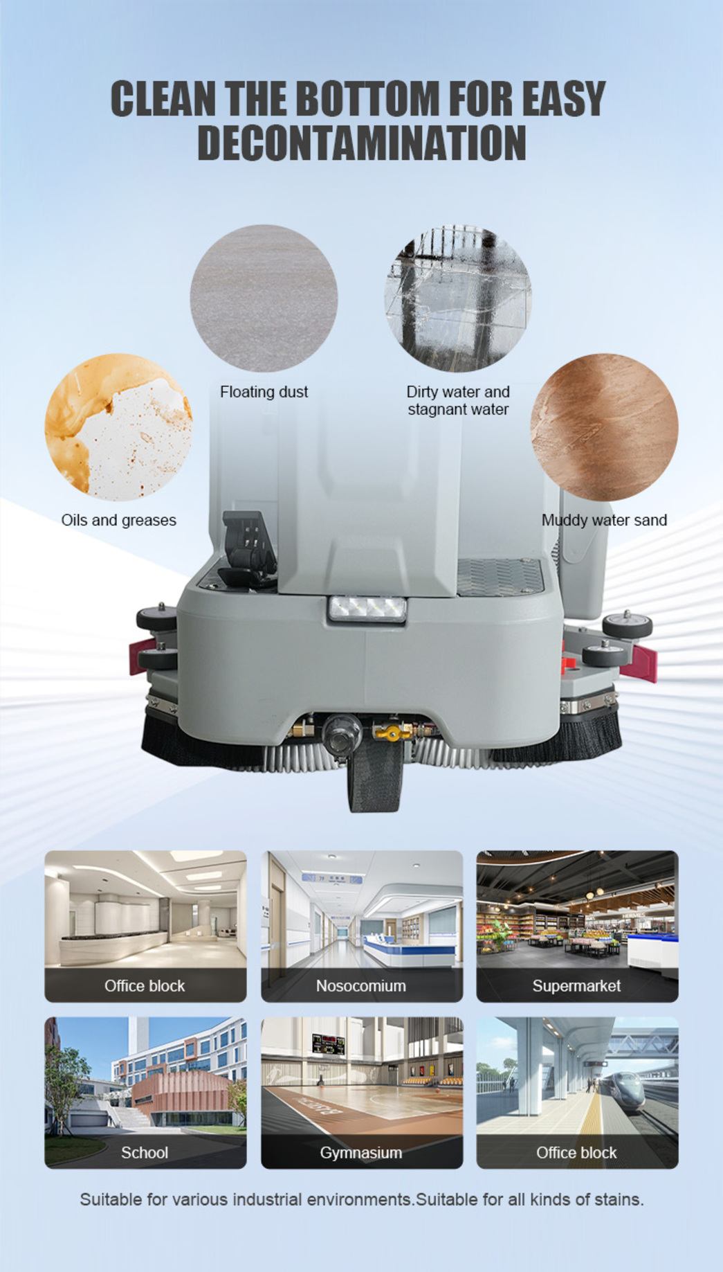 concrete cleaning machine scrubber for tile