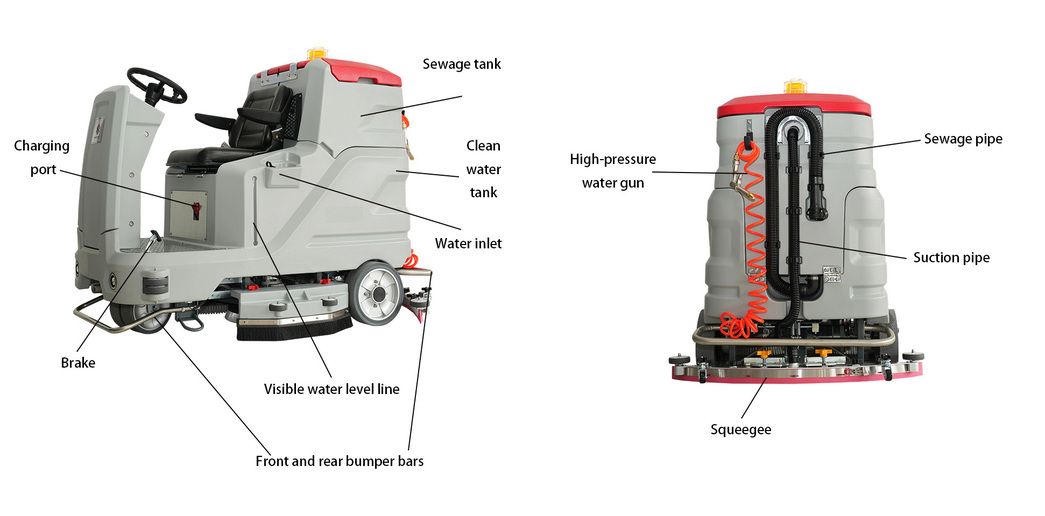 battery auto scrubber warehouse floor cleaning